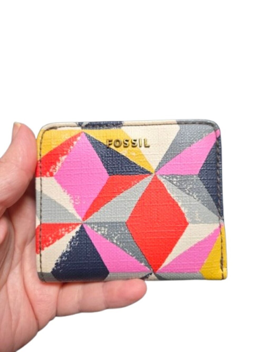 Fossil Women's Logan Small Bifold Wallet In Multicolor Geometric Print
